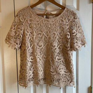 Adiva Crochet Tan/Beige Top Size Large - beautiful!